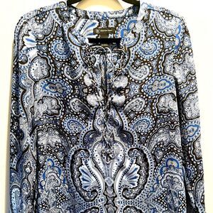 INC International Concepts Long sleeve Paisley Top Size 6